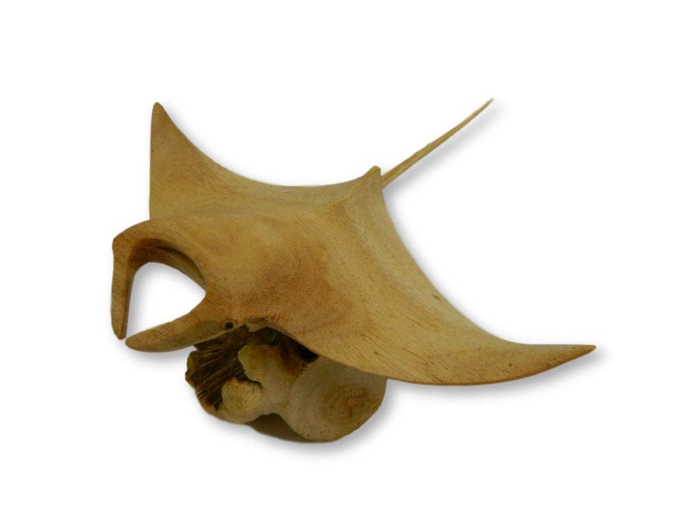 Thai Gifts Wooden Manta Ray Carving - Hand Carved Manta Ray 20cm