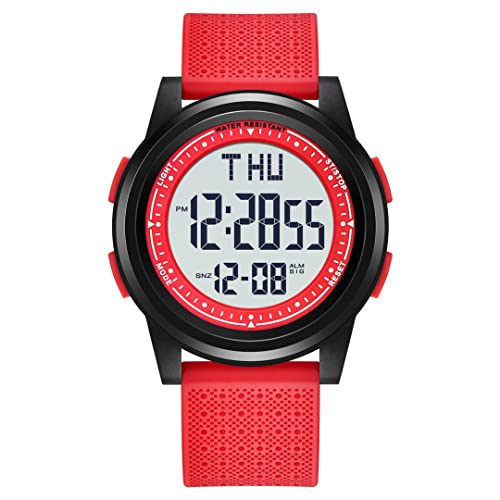 aswan watch Reloj Digital Hombre con Cronómetro, Luminoso LED, Alarma,Calendario,Cuenta Regresiva,Zone Horaria Dual Reloj Deportivo con Correa de Silicon