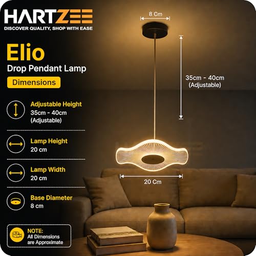 Image of Elio Drop Pendant Lamp Chandelier 12W LED Warm White Modern Hanging Ceiling Light for Living Room Bedroom Dining Kitchen Cafe Decorative Light with Adjustable Height