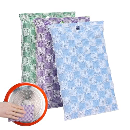 Cable de alambre Plumper - Paños para alambre | Toallas de limpieza milagrosa de alambre | Tela de esponja de alambre | Toallas de doble cara reutilizables, absorbentes de varios usos para estufa, mos