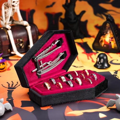Mens Velvet Ring Box Organizer Coffin-Shape Unisex Storage Case for Rings - image 6