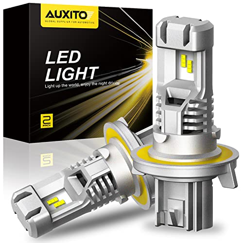 AUXITO H13/9008 LED Headlight Bulbs, 60W 13000 LM, 6500K Cool White, Wireless High/Low Beam Conversion Kit with Fan, Mini Size, Halogen Upgrade Replacement, Pack of 2