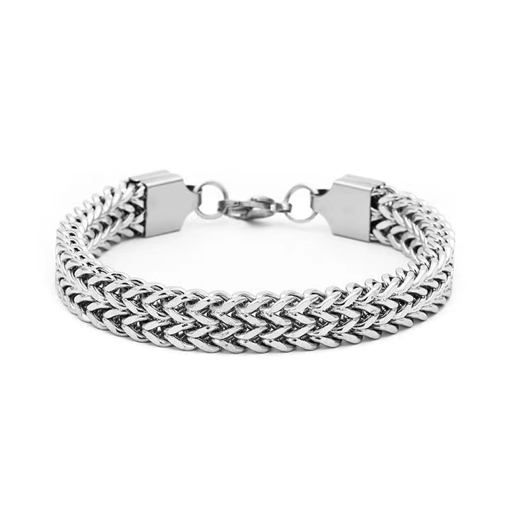 Wedio Bracelet Double row Single row Couple Stainless Steel Titanium Hip Hop Front and Back Mesh Simple Bracelet Jewelry