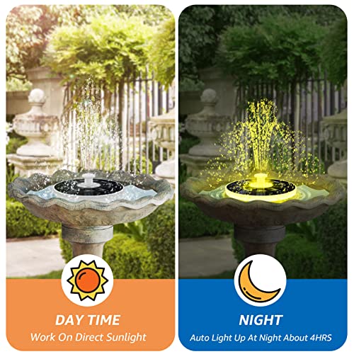 Light To Hope Solar Fountain Pump For Bird Bath Garden Use, Water Fountain For Outdoor With 6 Nozzles And Led Rgb Colors, For Pond, Fish Tank, Water Tank, Bird Bath, Swimming Pool, Aquarium (1 Pc) #TOP1