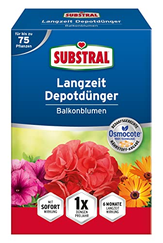 Substral Balkonblumen Langzeit Depotdünger, 750g, für Geranie, Surfinie, Dipladenie, Petunie, Fuchsie, Begonie, u.a