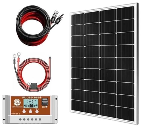 Image of LightCatcher-Solar 100 Watt Solar Panel Kit, Polycrystalline Solar Panel and PWM Charge Controller