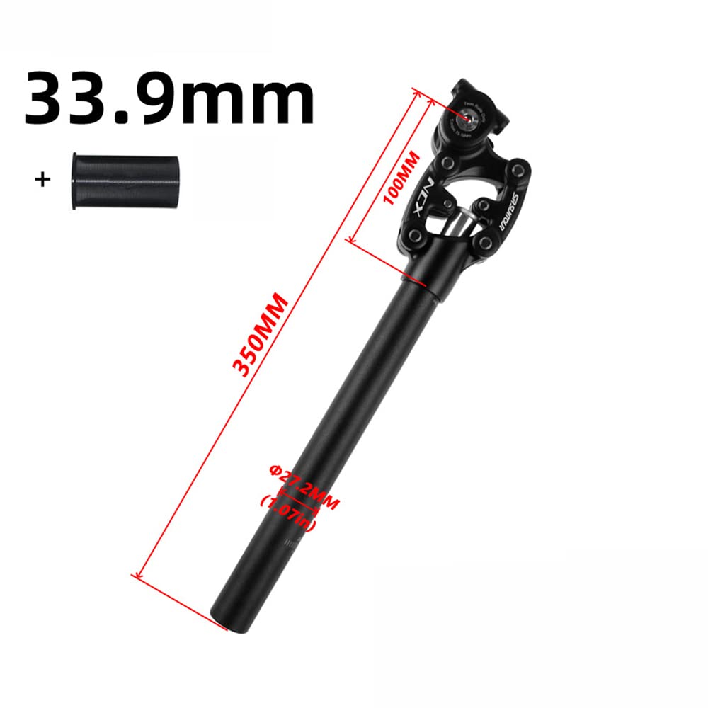Reggisella Ammortizzato, 27.2MM,28.6MM,30.0MM,30.4MM,30.9MM,31.6MM,33.9MM Canotto Sella Ammortizzata Bici,Tubo Ammortizzati Telescopico per Bicicletta ​da Corsa Nero,33.9MM