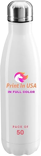 Miniatura 10 de Botellas de agua personalizadas con impresión personalizada en Estados Unidos, 17 onzas, acero inoxidable, doble pared, aisladas, a prueba de fugas