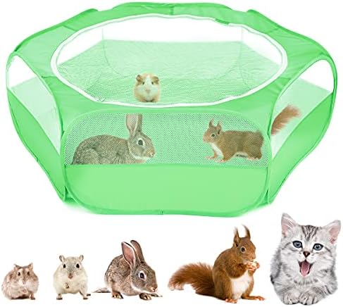 VavoPaw Small Animals Playpen, Waterproof Breathable Indoor Pet Cage Tent with Zipper Cover, Portable Outdoor Exercise Yard Fence for Kitten Hamster Bunny Squirrel Guinea Pig Hedgehog