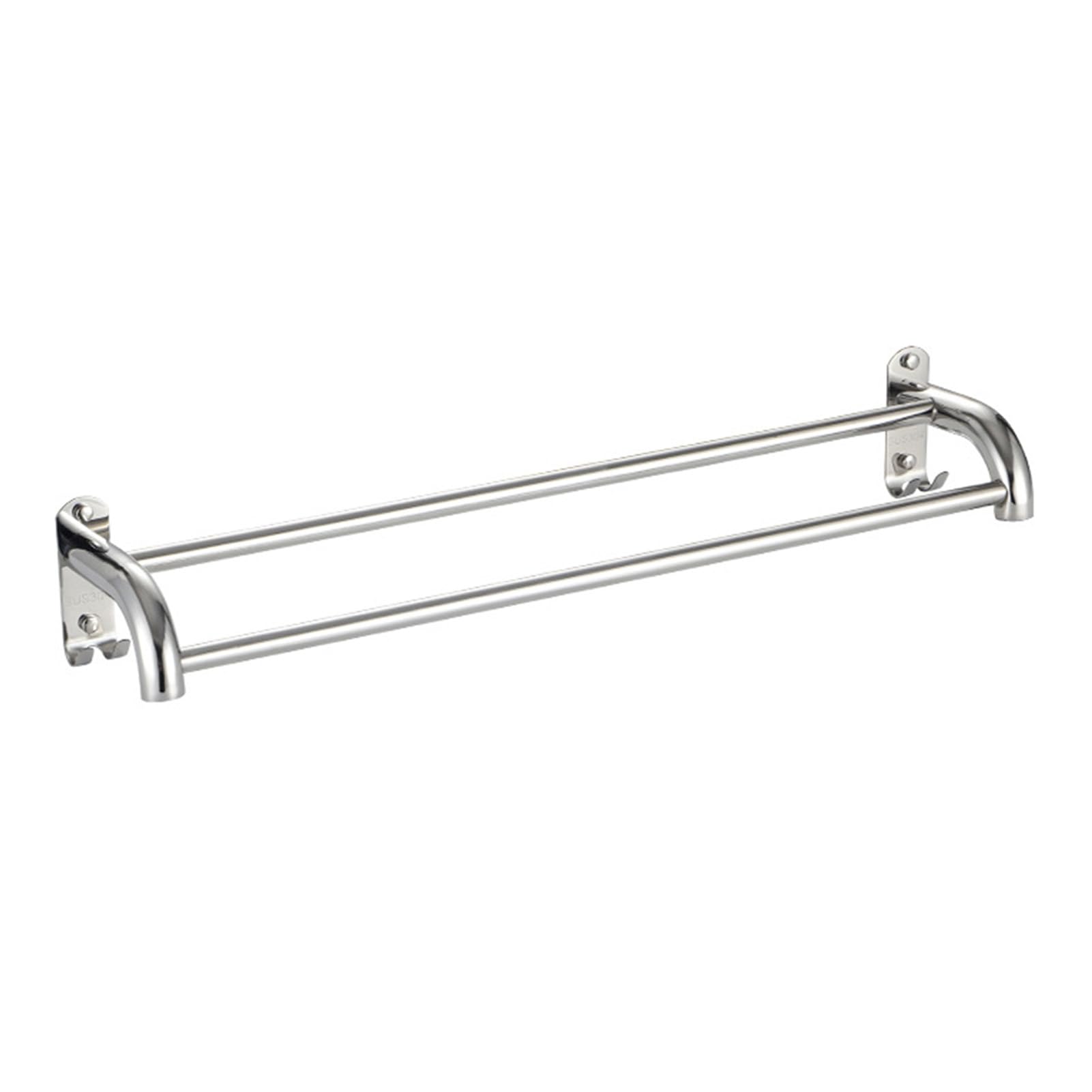 Porte-serviettes double mural en acier inoxydable argenté pour rangement de douche et cuisine