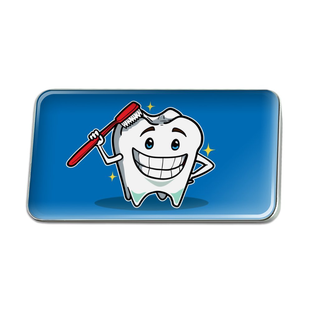 GRAPHICS & MOREHappy Tooth Toothbrush Dentist Metal Rectangle Lapel Hat Pin Tie Tack Pinback, 1.2 Inches