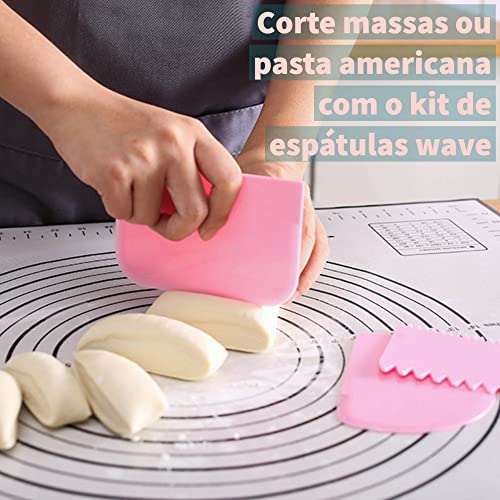 Kit Confeiteiro Bailarina Para Bolo Giratória Com Espátula Alisadora Inox e Espátula Wave Cake