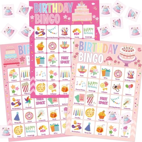 Juego de Bingo de Cumpleaños para Niños y Niñas 24 Jugadores miniatura 1