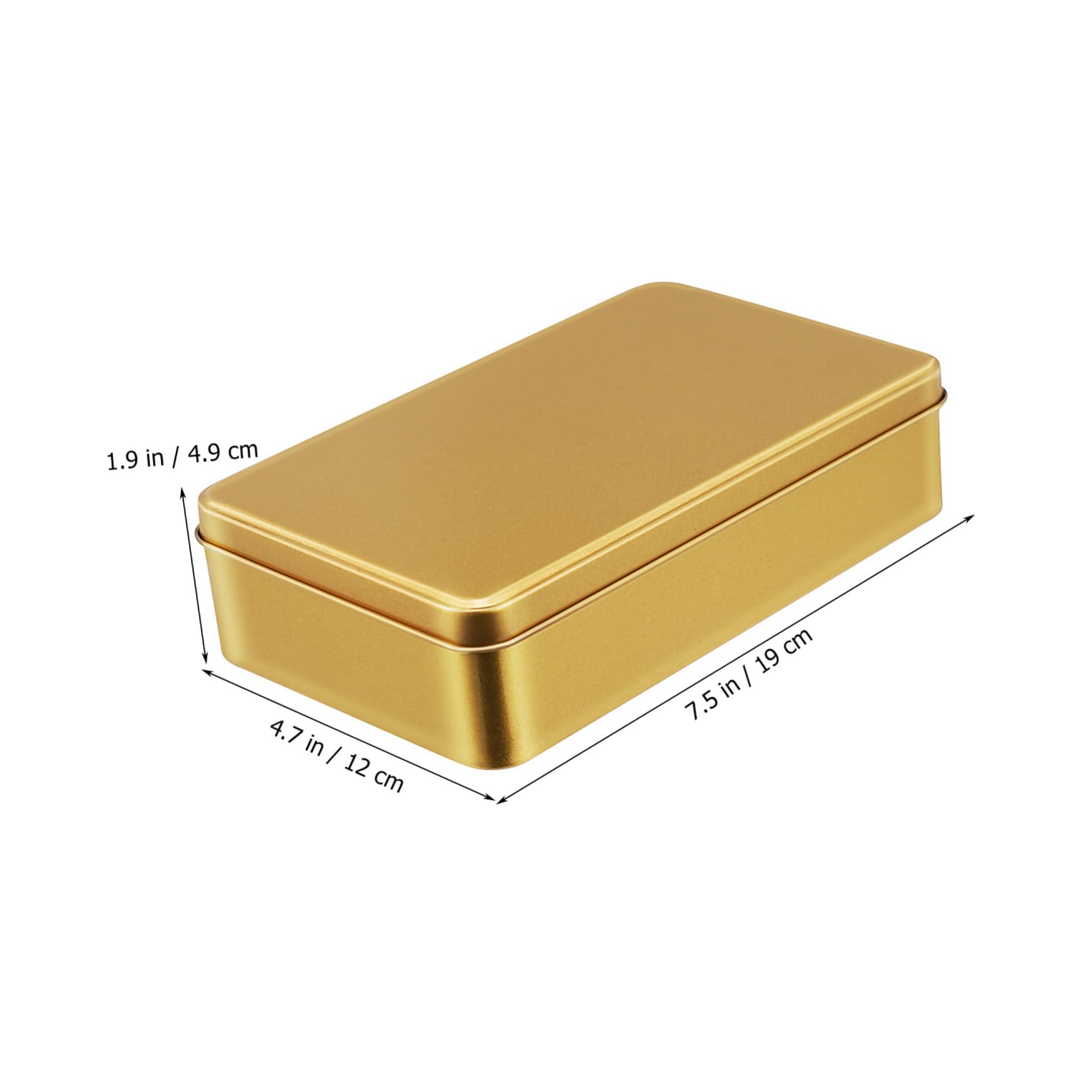 Scatola Rettangolare in Latta, Grande, 3 Pezzi, con Coperchio, Oro