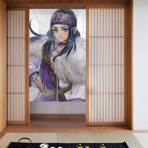 暖簾 ゴールデンカムイ アシ?パ アニメキャラクター 遮光 玄関 和風 目隠し おしゃれ 断熱カーテン 防音 厚手 間仕切り 防寒 お部屋 温泉 省エネルギー 四季兼用 室内インテリア のれん棒が別売り 34x56inch34x56inch