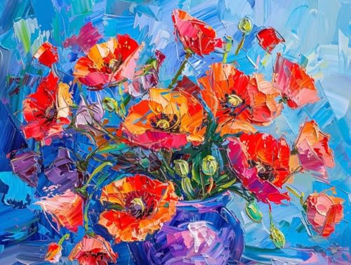 Peinture Diamant Enfant et Adulte 5D DIY Fleurs Rouges Point de Croix