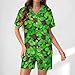 Fashion Womens 2 Piece Summer Button Pajamas for Women Summer Short Sleeve Lounge Sets V Neck Sleepwear Customized Sets (US, Alpha, 3X-Large, Regular, Regular, colorful)