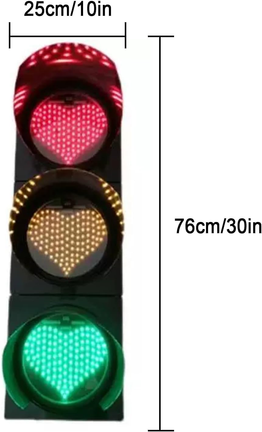 Heart-Shape Traffic Light, LED Red, Yellow, Green Wall Lamp, Retro Style Fun Room Decor Light for Cafe, Bar, Club, Shop, Party Favor