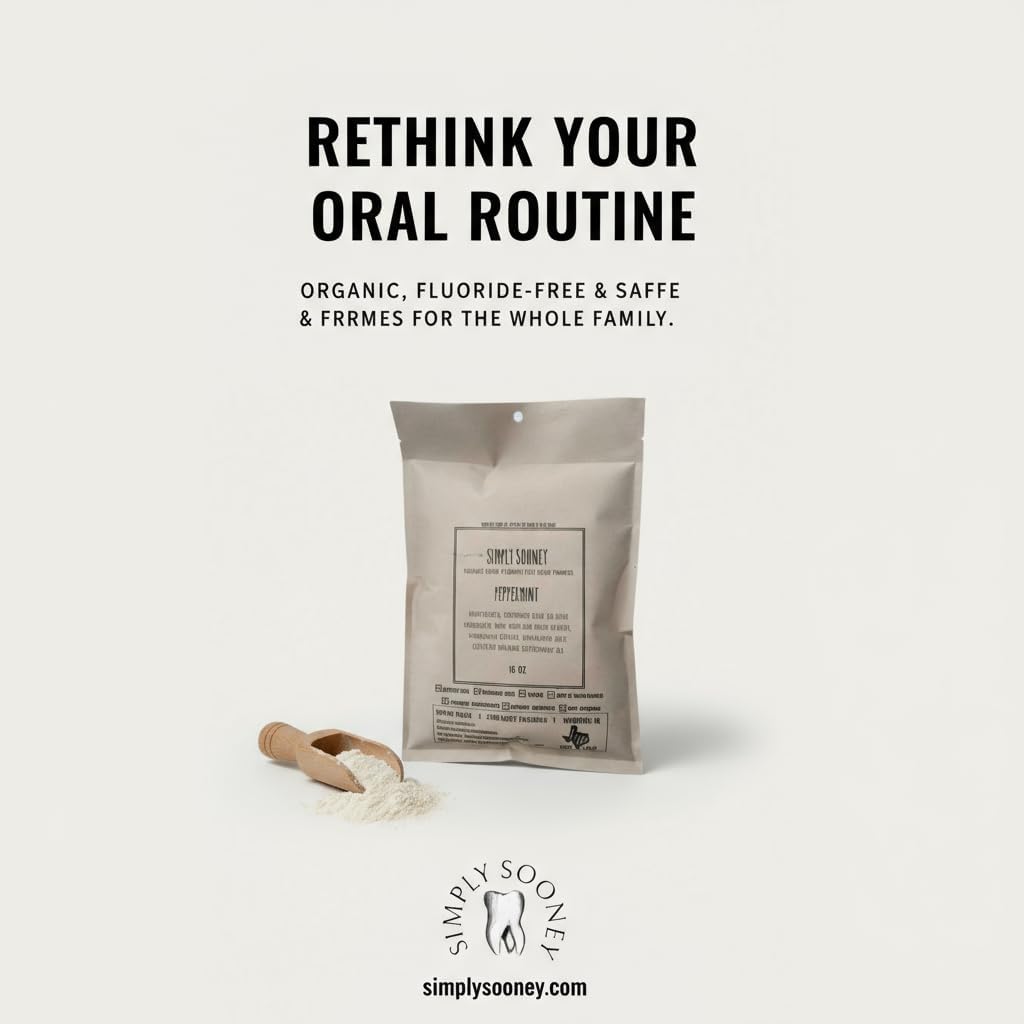 Remineralizing Organic Vegan Fluoride Free Tooth Powder Peppermint Formula I Zero Waste Refill I Stronger Teeth I Fresh Breath I with Xylitol for Cavities - Image 2