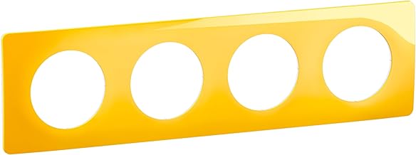 LEGRAND – Placa Céliane – Placa de acabado para enchufes e interruptores Céliane – 4 posiciones – Amarillo azafrán