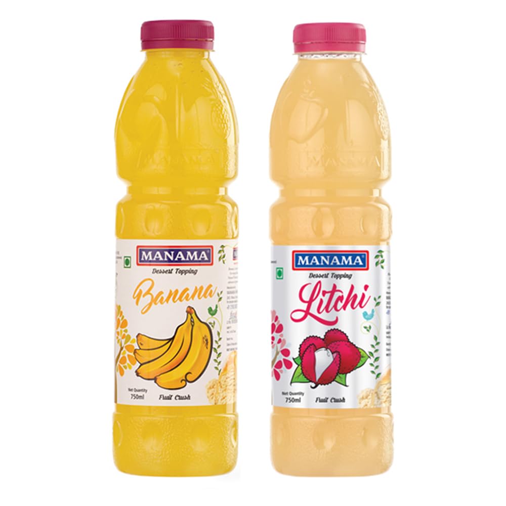Manama Banana Crush and Litchi Crush | 750ML Each | Topping for Cakes, Pies and Shakes | Pack of 2-picture-15
