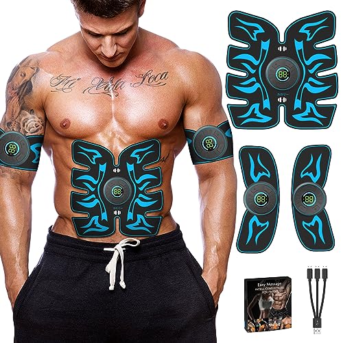 KISUFU Electroestimulador Muscular, Muscular Abdominales, EMS Abdominales Cinturón, USB Recargable Masajeador Eléctrico Cinturón del Abdomen/Brazo/Piernas/Cintura/Glúteos.