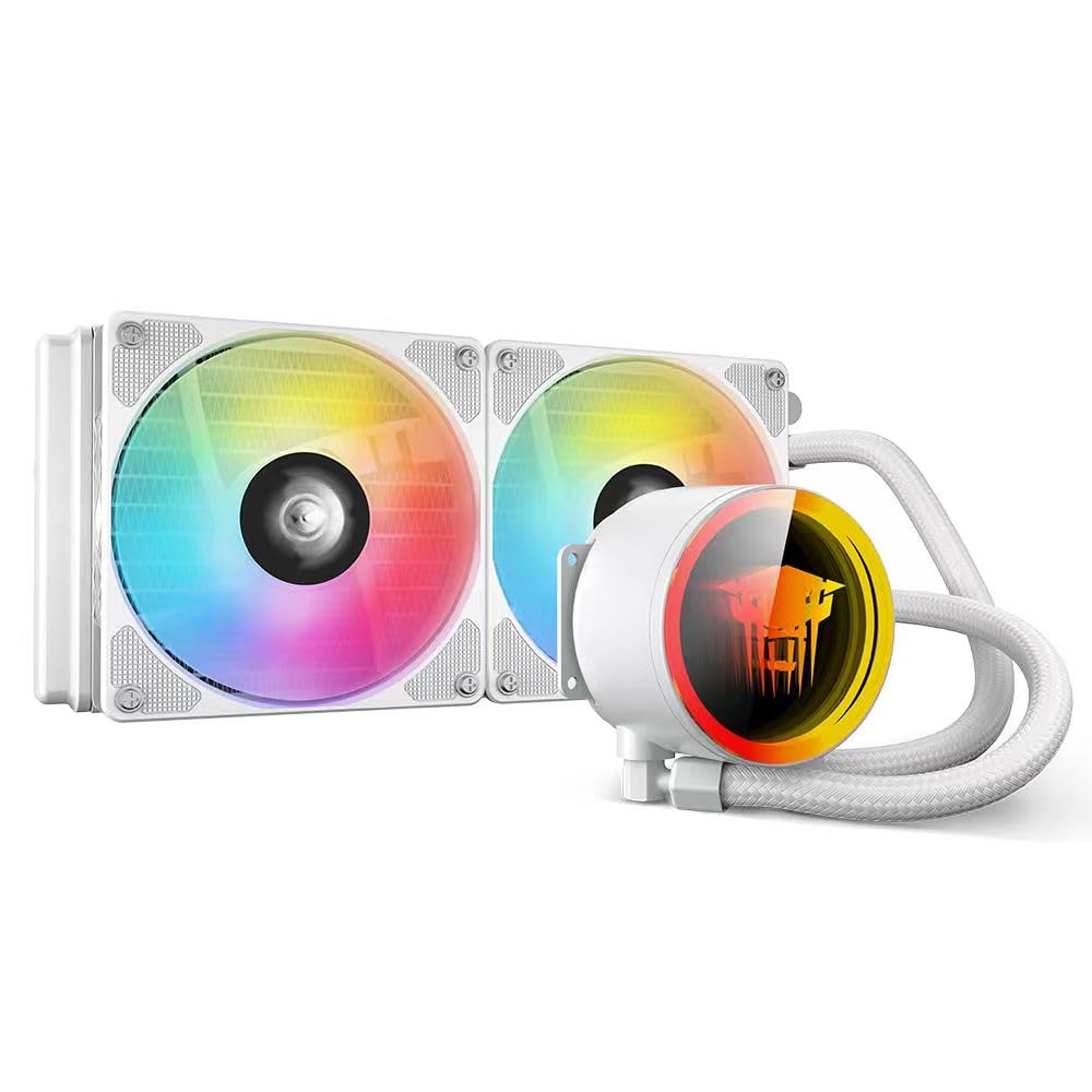 TZMRIT TK1 Farbiges Licht Aio Wasserkühlung CPU Kühler 800-1800RPM PWM Lüfter,Für LGA115X/1200/1700/1366/2011/2066,Für FM2/FM2+/AM3+/AM4/AM5 (240 White)