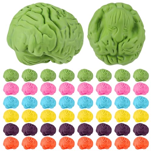 Gilprop 48 Pcs Brain Shaped Erasers Bulk 1 Inch Mini Brain Rubber Pencil Erasers Fun Classroom Supplies Birthday Halloween Party Favors