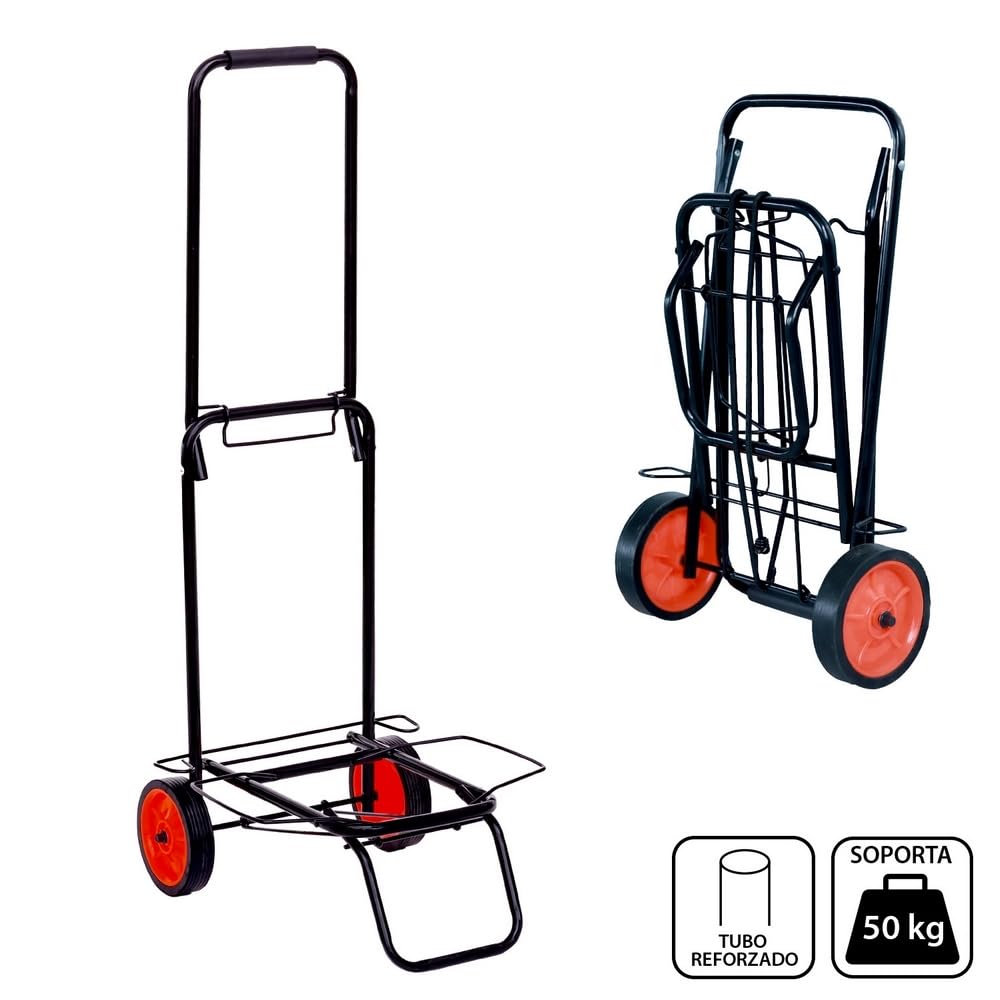 LOLAhome Carro Playa portasillas y portatodo Plegable de Acero Negro de 34x45x100 cm