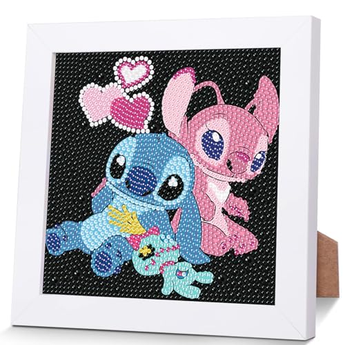 KOJEFCV Cartoon Diamond Art Painting Kits for Kids with Frame Cartoon Diamond Art for Kids Ages 4-8-12 Easy Gem Kit Kid with Beautiful Package for Gift Home Wall Decor(7x7inch)