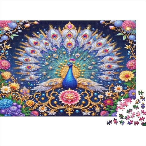 Reduce el estrés con el puzzle de 1000 piezas de flores y pavo real de 70x50 cm 1