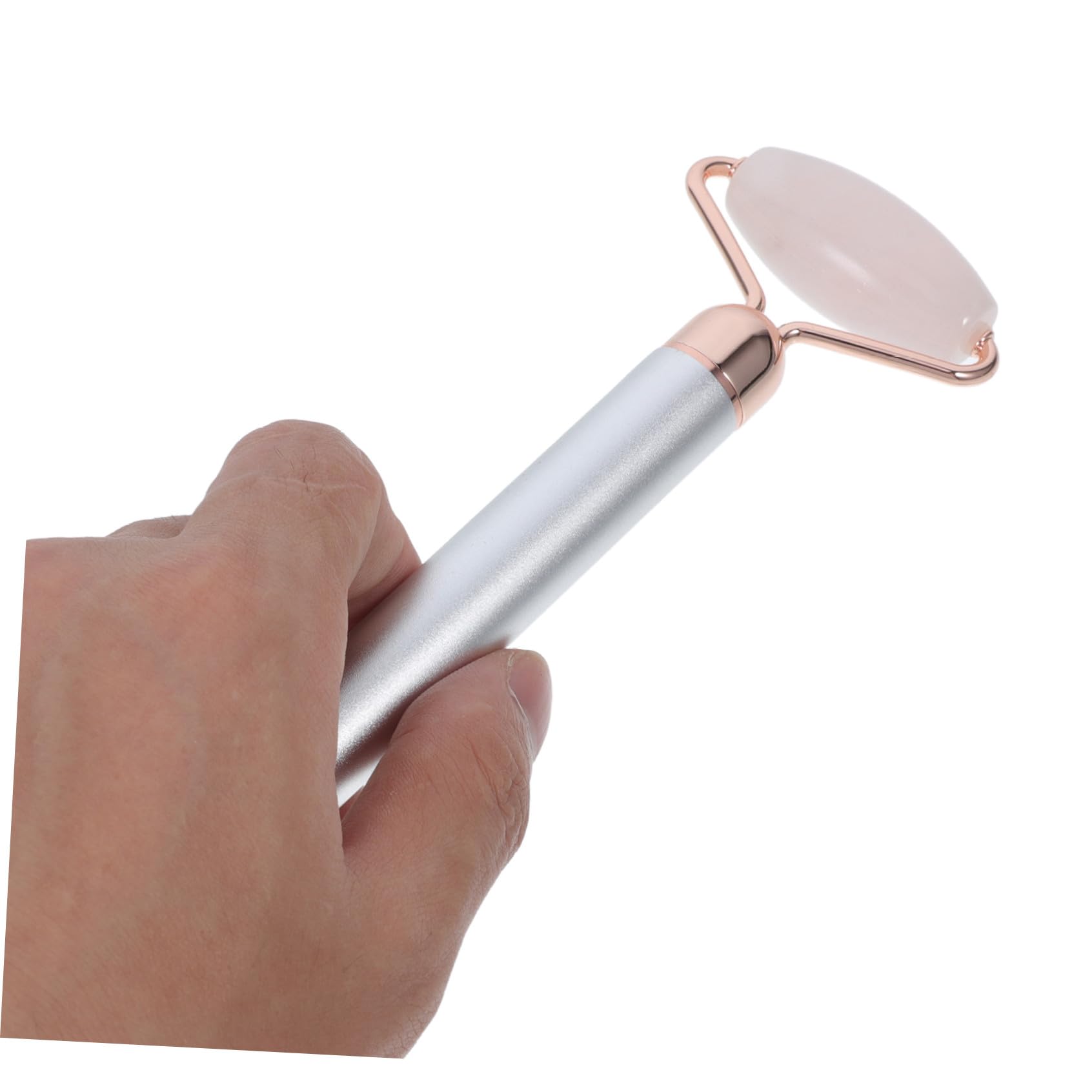 Alipis Gesichtsmassagegerät 3 In 1 mit Natürlichem Jade und Rosenquarzroller Elektrische Vibration für Anti Aging und Entspannung der Gesichtsmuskulatur