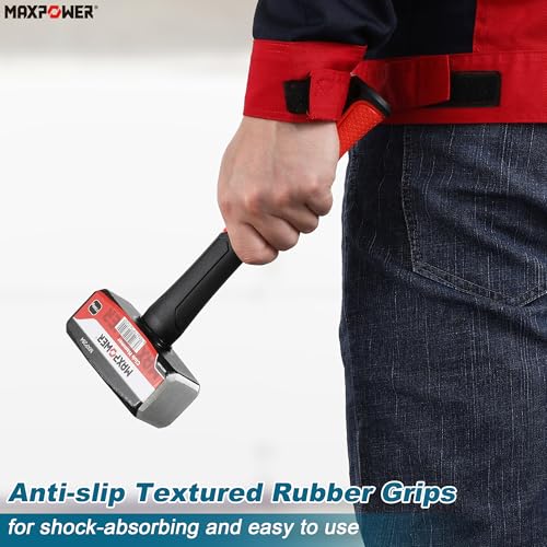 Image of MAXPOWER 3lb Club Hammer, Small Sledge Hammer with 9 inch Fiberglass Handle, Drop Forged Steel Head