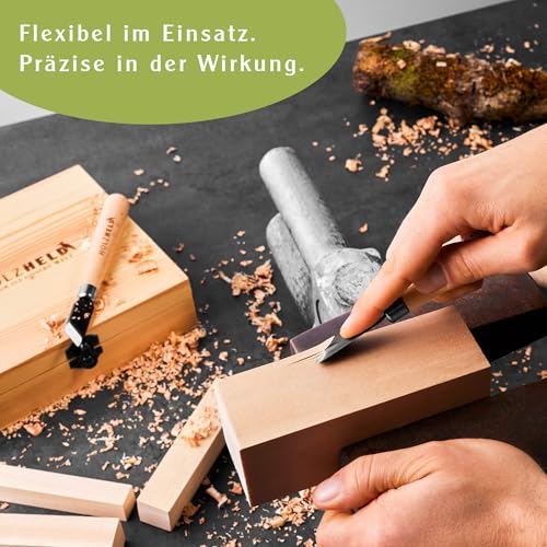 HOLZHELD - 6-teiliges Stechbeitel-Set bestehend aus Stechbeitel und Hohlbeitel zur Holzbearbeitung für Hobbyhandwerker. Hochwertiger japanischer Stahl zum Holzwerken.