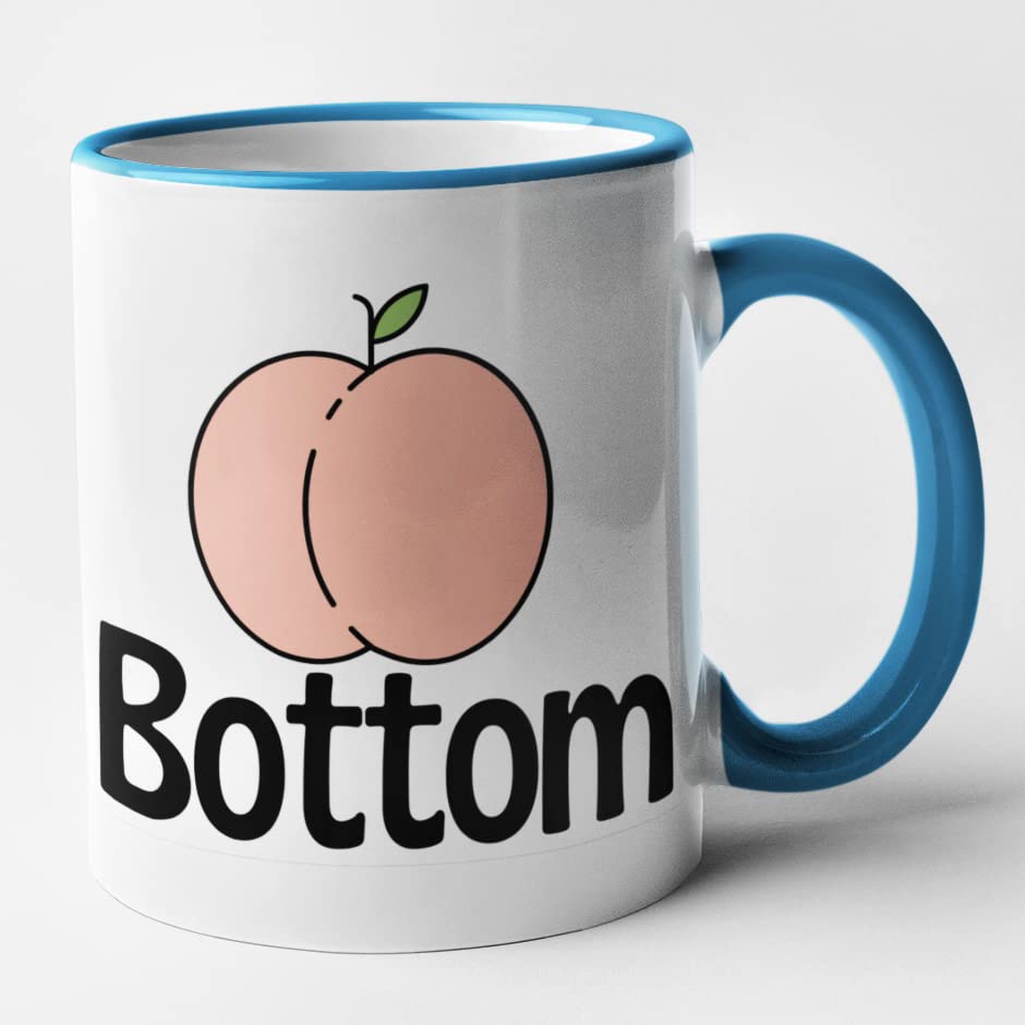 Funny Gay Couple Mugs - Top & Bottom Gift Set of 2 Mugs (Blue)