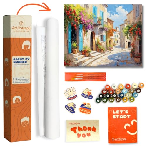 Image of Art Therapy Pcn14 Linen Canvas DIY Paint by Number Kit 15 x 20 Inch for Adults and Kids with 2 Set of Acrylic Oil Painting Colors with Brushes for Stress Relief, Relaxation, Focus & Home Decoration (Nature)