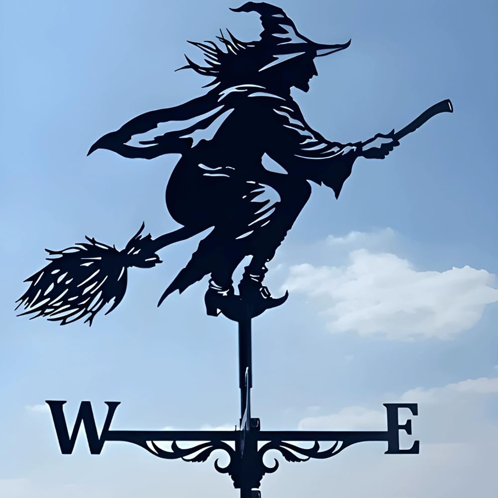 Veleta de bruja decorativa para tejados de cabañas y cobertizos de campo