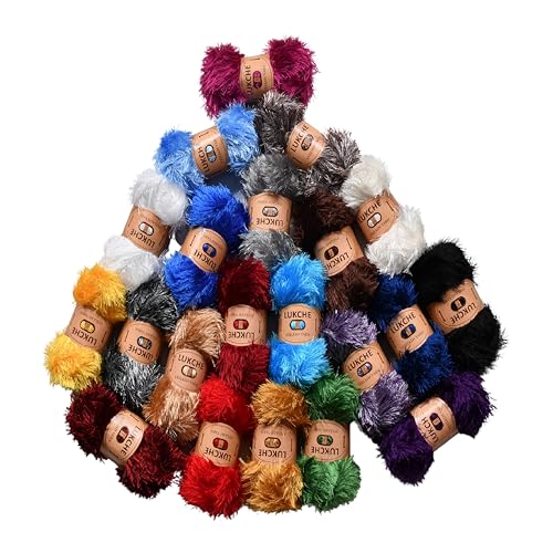 Image of Eyelash Fun Fur Yarn Premium 100% Polyester 164 Yds (150 Mt), 3.53 Oz (100 Gr) Colorful Crochet Yarn Dıy Hand Knitting. (Black-Green, 1 Skein)