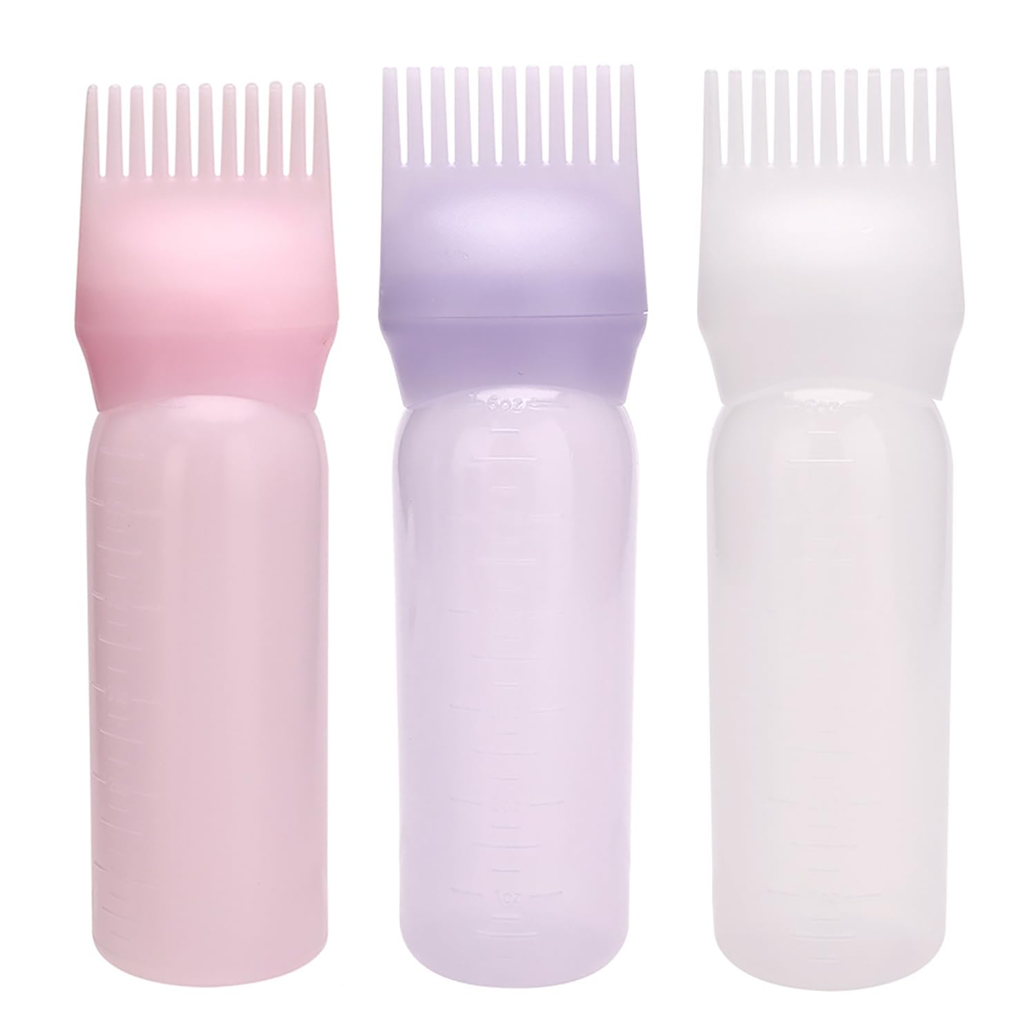 Keratobleem 3 Stück Haaröl Applikator, Haarfärbebürste Flasche,170ml Hair Oil Applicator Bottle, mit Abgestufter Skala, Wurzelkamm Applikator Flasche für Hair Oiling Haar Colorationen