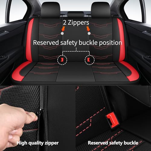 Image of HChengkikz Car Seat Cover, Breathable and Sporty (Black + Red)