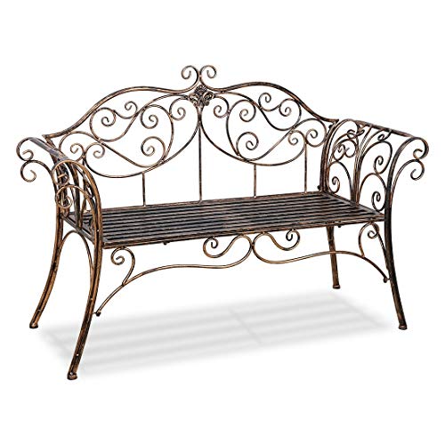 HLC Banc Jardin en Fer forgé banquette-Bronze-133x49x90cm