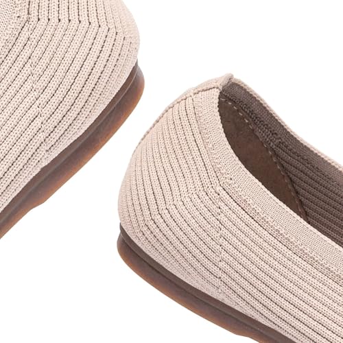 Image of Frank Mully Women's Ballet Flats Round Toe Walking Flats Slip On Work Shoes Knitted Flats Shoes for Woman Soft Lightweight