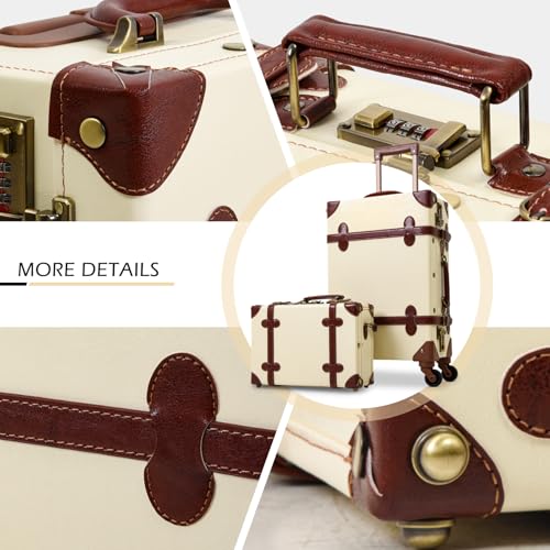 Apelila 2 Piece Vintage Luggage Set PU Leather Luggage with Spinner Wheels, Lightweight Suitcase for Travel( 20"+12")