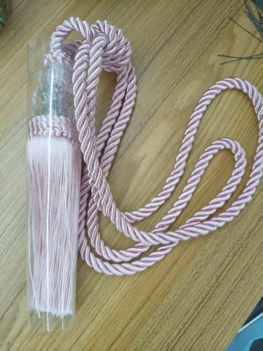 BEL AVENIR 4 Pack Curtain Tiebacks Hand-Woven Crystal Holdbacks Home Decorative Tassels Tiebacks (Pure Pink, 2)