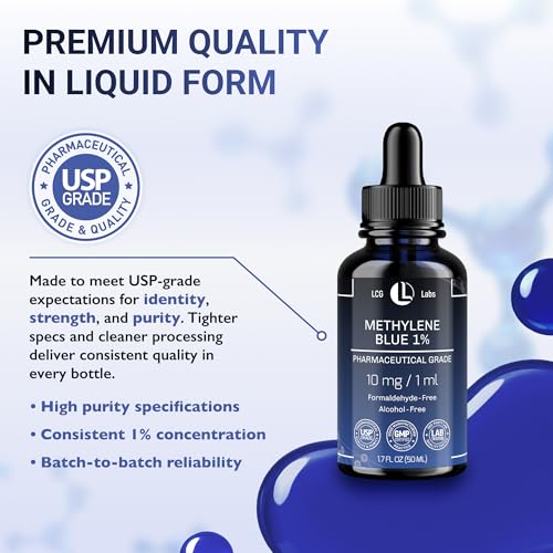 image for LCG LABS Methylene Blue Drops - Methylene Blue Pharmaceutical Grade 1%