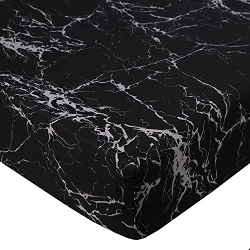 Mag Black Marble, Super Soft Microfiber Bed Sheet 3Pc, Marble Bedding Sheet Set Included 1 Fitted Sheet With 2 Pillowcases thumb #2