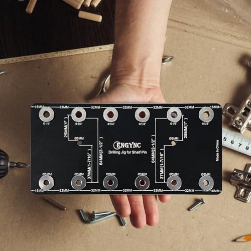 ENGYNC Shelf Pin Jig for 1/4 inch & 5mm, Aluminum Alloy Shelf Pin Drilling Jig Drill Guide for Straight Holes Cabinet Hardware Jig Shelf Pin Drilling Template Woodworking Tools & Accessories 6 ENGYNC Shelf Pin Jig for 1/4 inch & 5mm, Aluminum Alloy Shelf Pin Drilling Jig Drill Guide for Straight Holes Cabinet Hardware Jig Shelf Pin Drilling Template Woodworking Tools & Accessories - Image 6