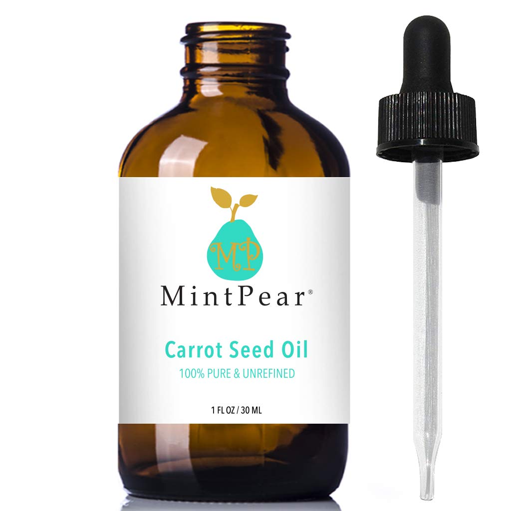 Carrot Seed Oil | 100% Pure Unrefined Cold Pressed Moisturizer for Hair Skin and Nails 1 oz| ٍٍRejuvenate and Regenerate Skin Tissues| Promotes Hair Growth| MintPear®