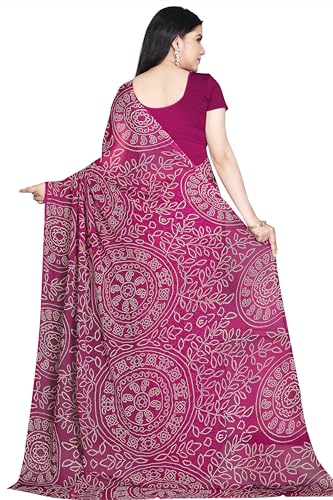Image of RANI SAAHIBA Women's Bandhej Printed Chiffon Saree Without Blouse