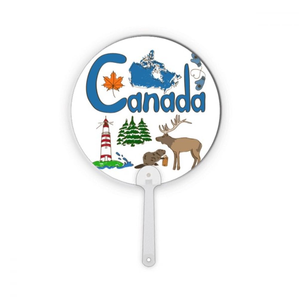 Éventail rond motif Canada en plastique rigide pour supporter la chaleur en voyage